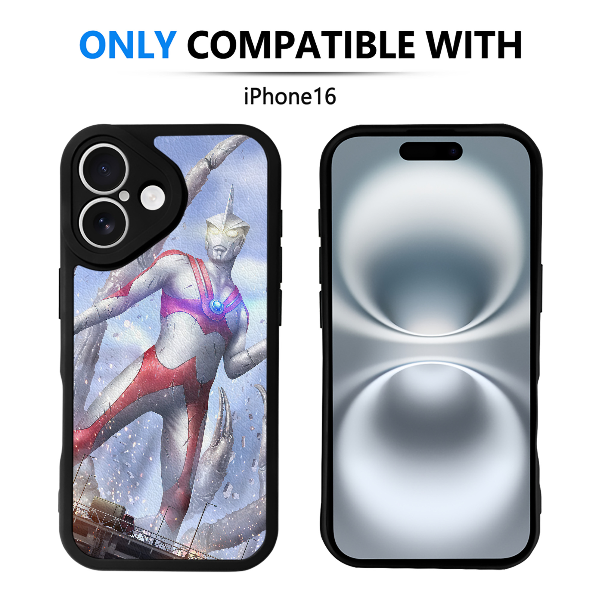 （画像用） ウルトラマン Ultraman 【iPhone 16シリーズ対応】シリコンスマホケース（レザー調） 材質：シリコン